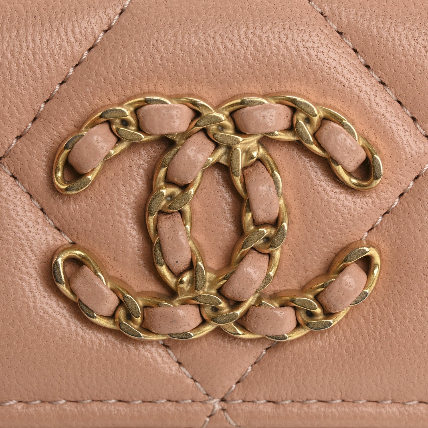 Chanel Lambskin Quilted Chanel 19 Flap Card Holder Beige 9 of 12
