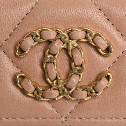 Chanel Lambskin Quilted Chanel 19 Flap Card Holder Beige 9 of 12