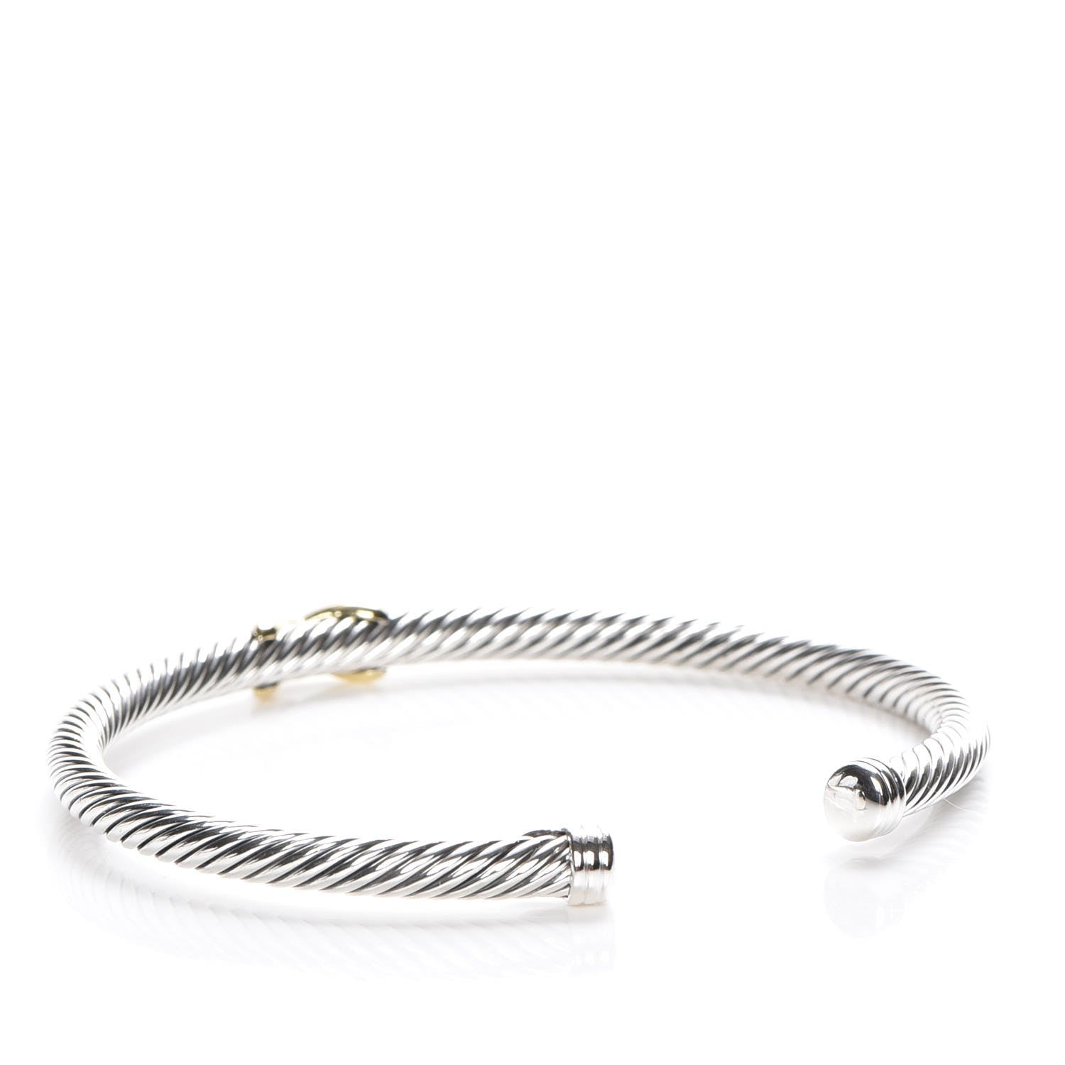 David Yurman Sterling Silver 18K Yellow Gold 4mm X Station Cable Bracelet 3 of 6