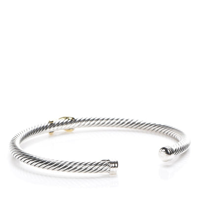 David Yurman Sterling Silver 18K Yellow Gold 4mm X Station Cable Bracelet 3 of 6