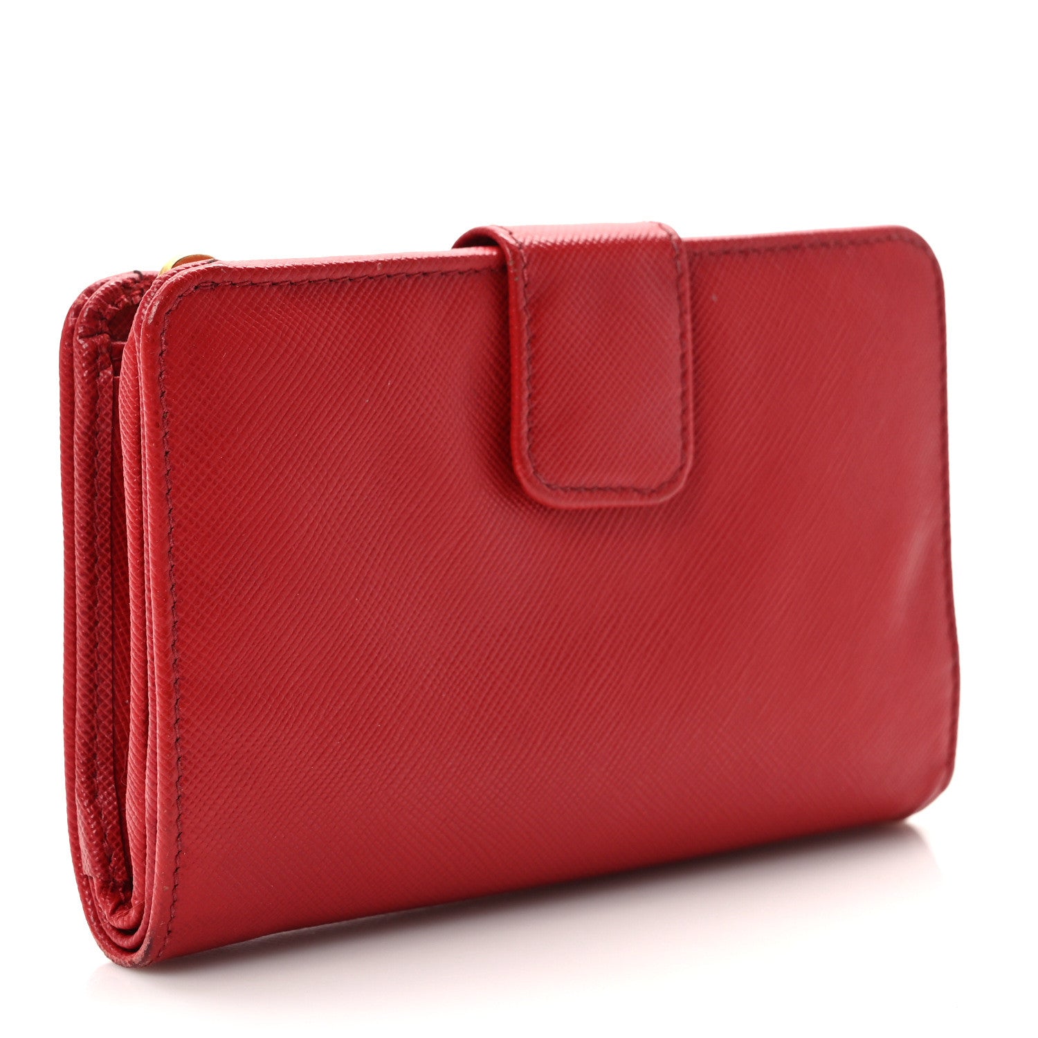 Prada Saffiano Metal Compact Wallet Fuoco 3 of 9