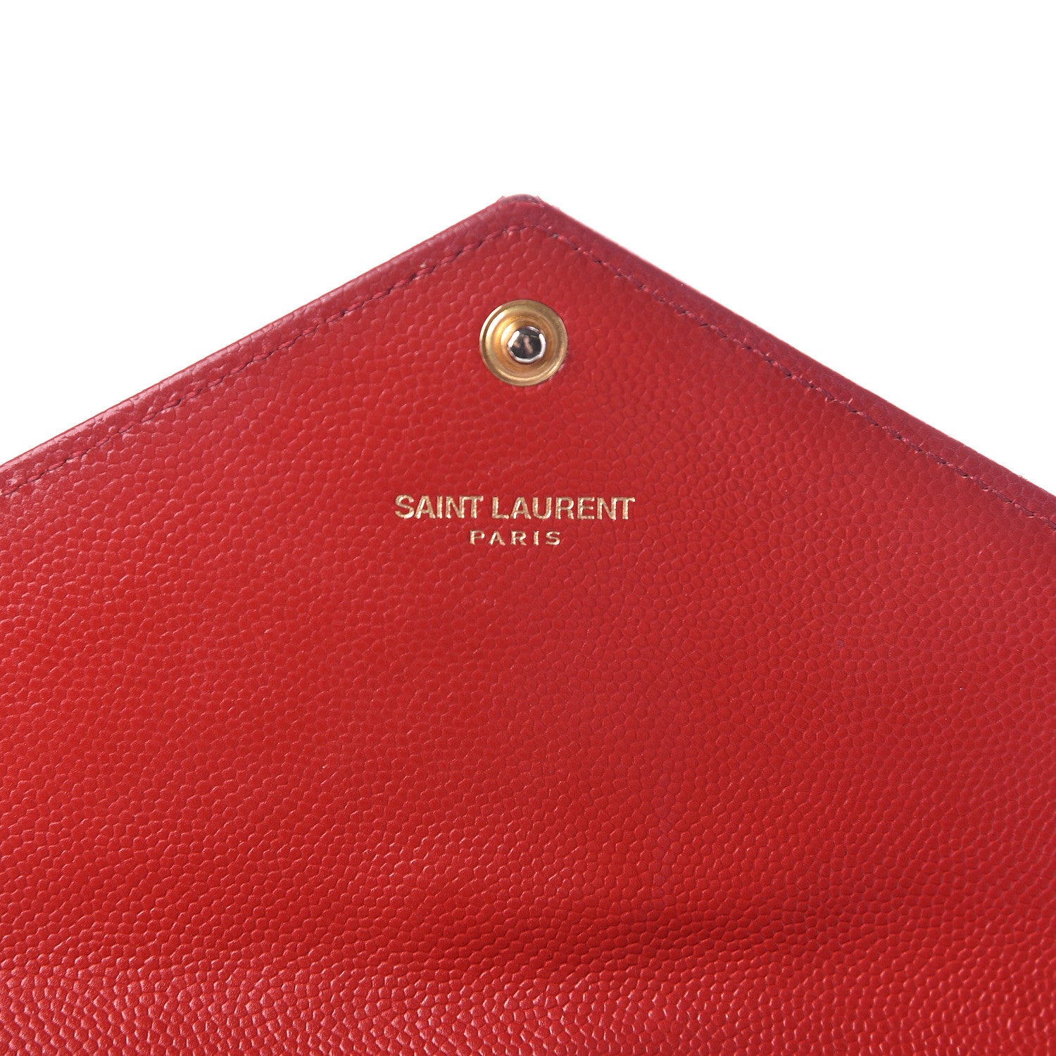 Saint Laurent Grain De Poudre Matelasse Chevron Monogram Flap Wallet Red 6 of 15