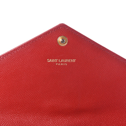 Saint Laurent Grain De Poudre Matelasse Chevron Monogram Flap Wallet Red 6 of 15