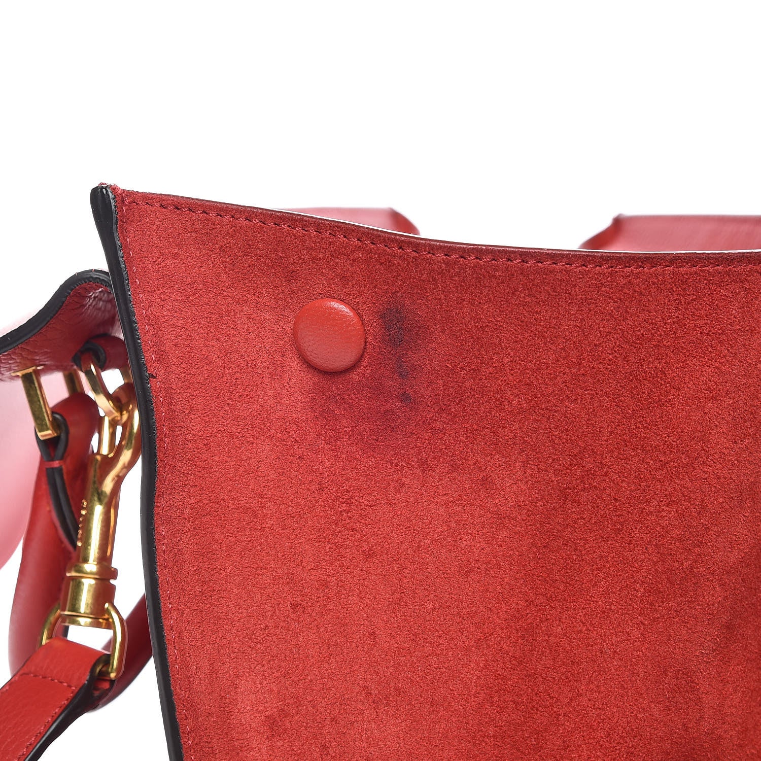 Celine Drummed Calfskin Suede Small Trapeze Coquelicot 13 of 16