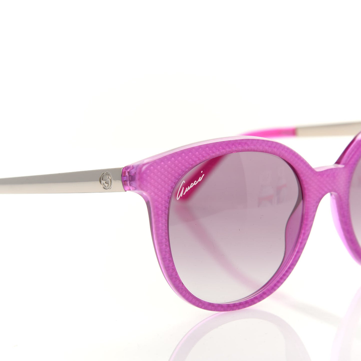 Acetate Embossed Round Sunglasses GG3674/S Fuchsia
