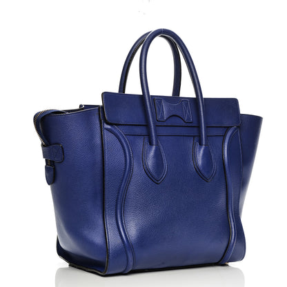 Celine Drummed Calfskin Mini Luggage Indigo 3 of 13