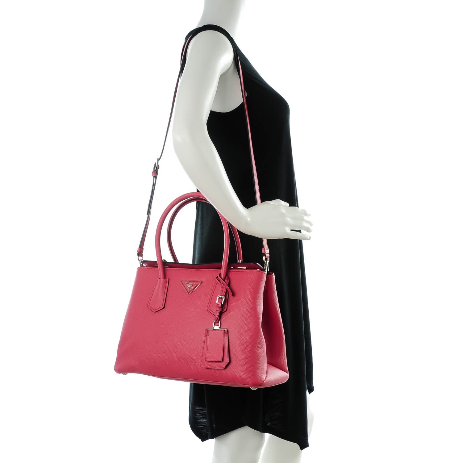 Prada Saffiano Cuir Twin Tote Peonia 2 of 10