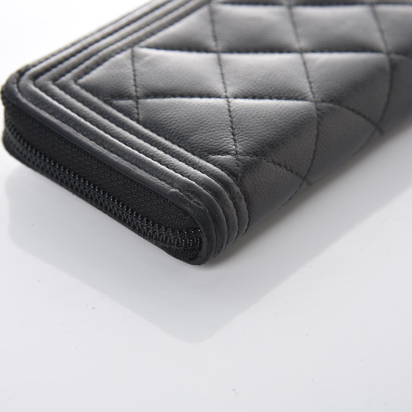 Caviar Quilted Boy Small Zip Around Wallet So Black