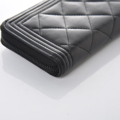 Chanel Caviar Quilted Boy Small Zip Around Wallet So Black 17 of 21