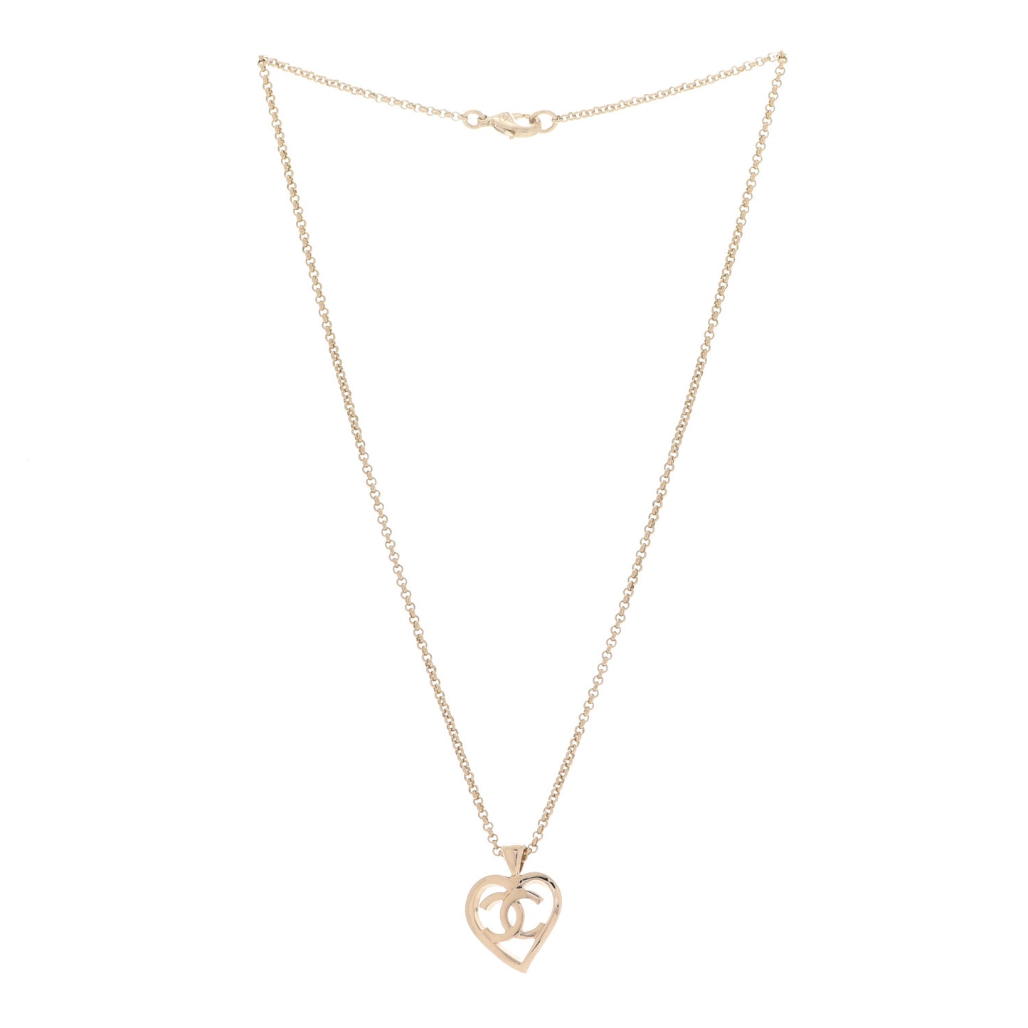 CC Heart Chain Pendant Necklace Gold