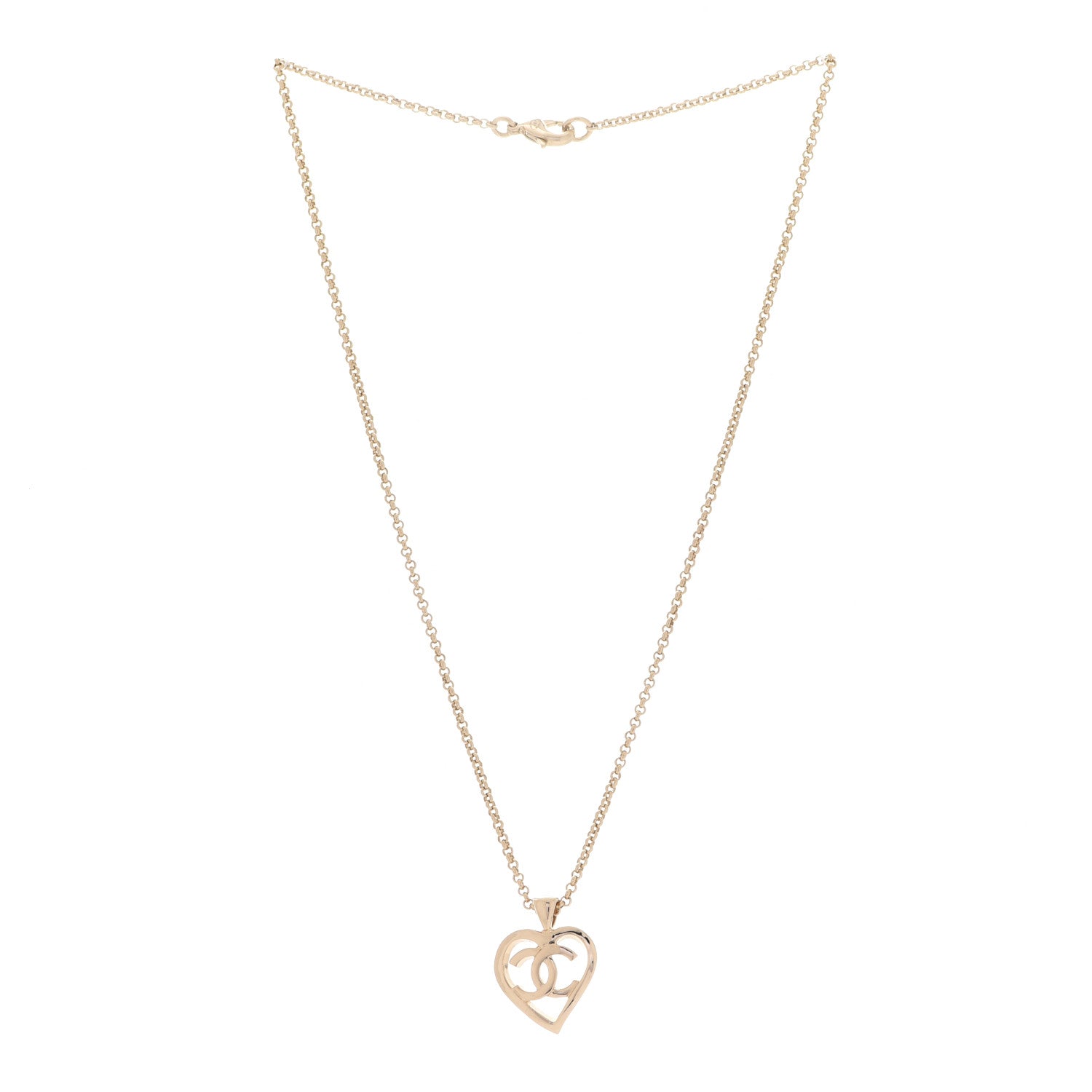 Chanel CC Heart Chain Pendant Necklace Gold 3 of 6