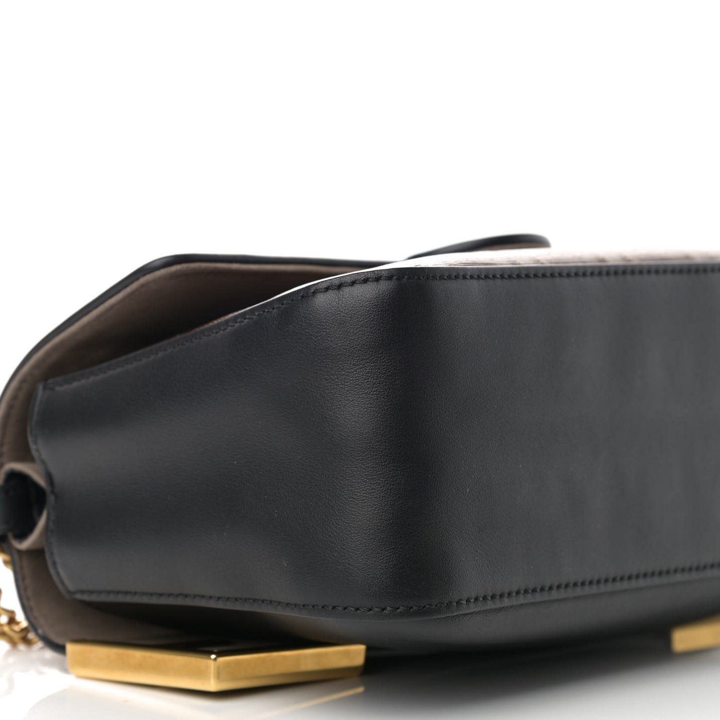 Vitello Grace Glazed Fabric FF 1974 Double F Shoulder Bag Black Mogano Panna