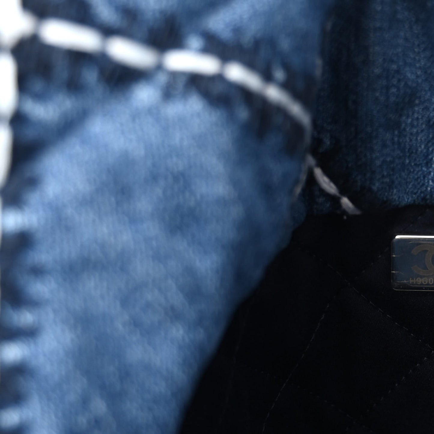 Denim Quilted Stitched Small Chanel 22 Blue