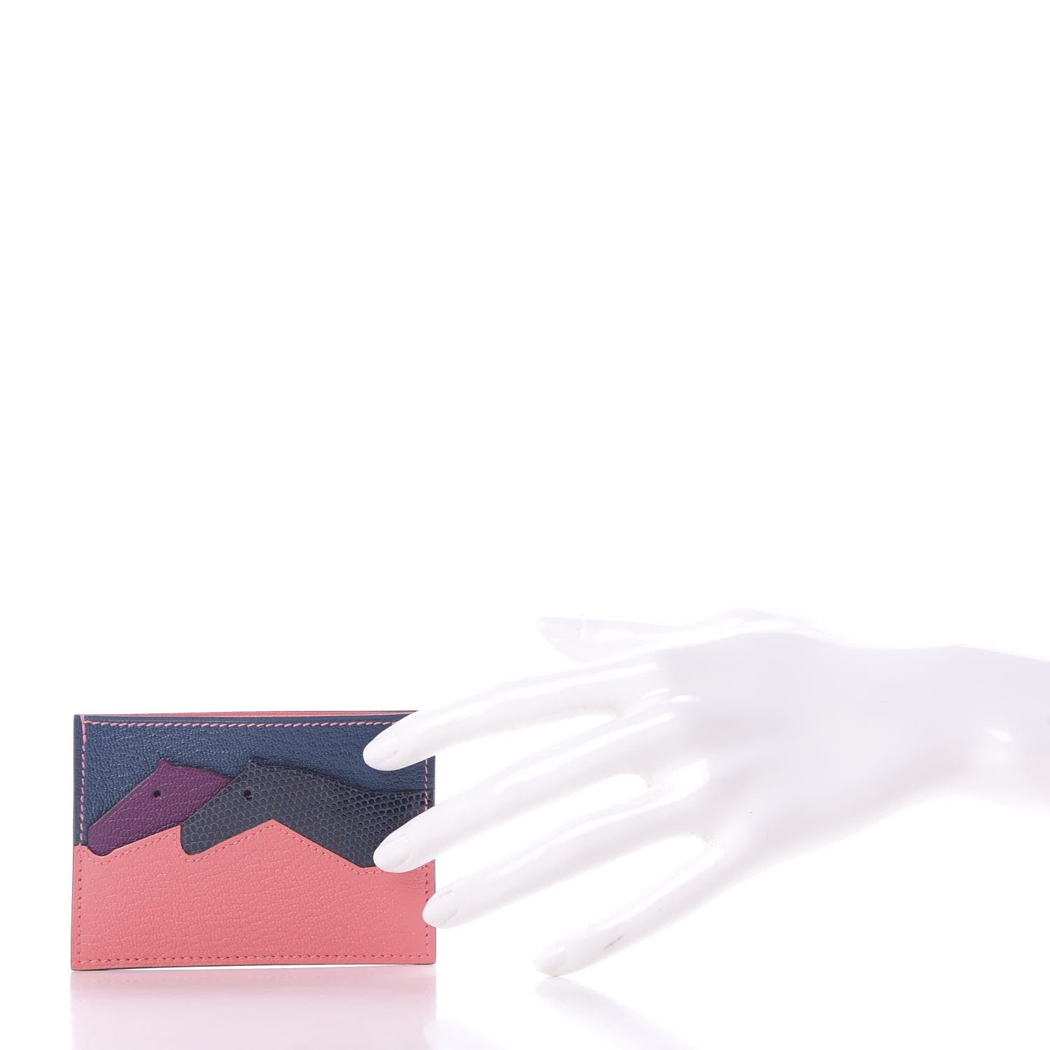 Hermes Chevre Mysore Lizard Les Petits Chevaux Card Holder Rose Ete 2 of 9