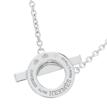 Hermes 18K White Gold Diamond Finesse Pendant Necklace 5 of 5