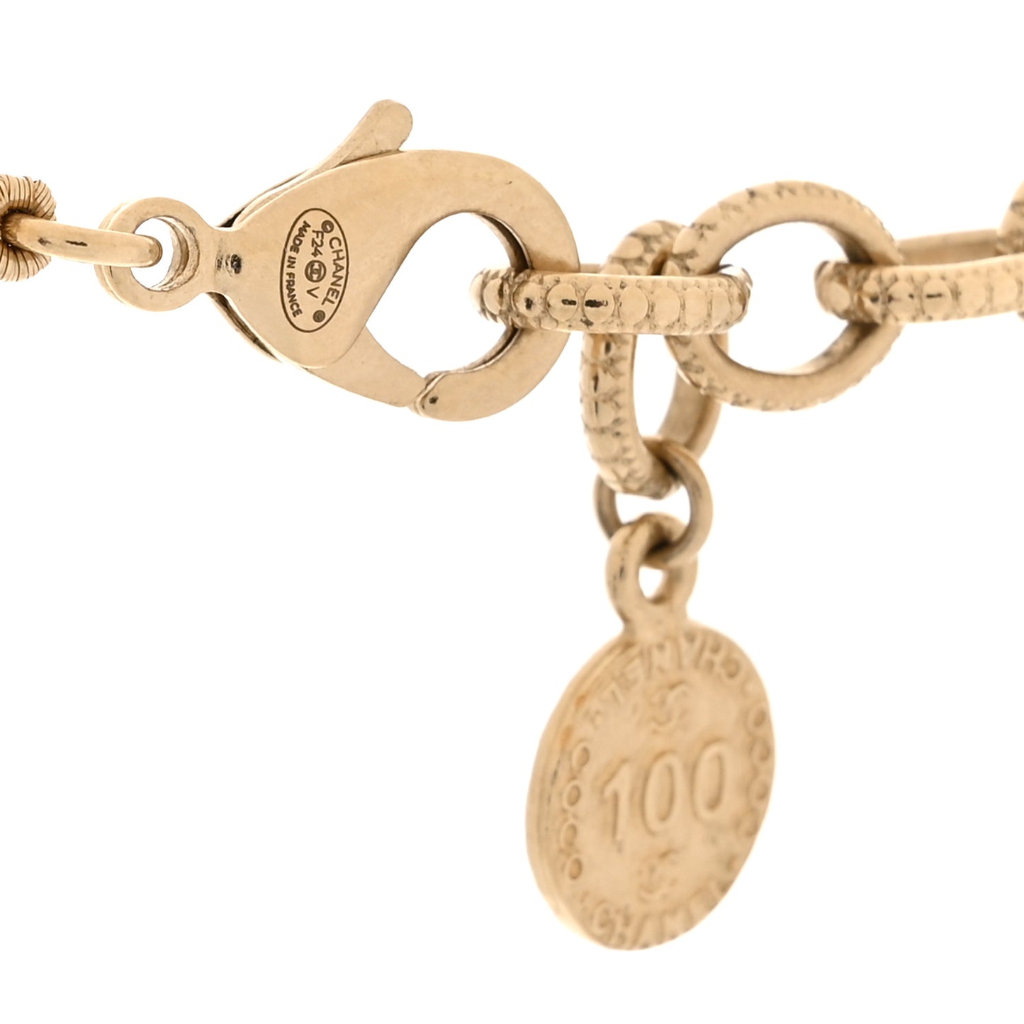 Pearl CC 100th Anniversary Necklace Light Gold