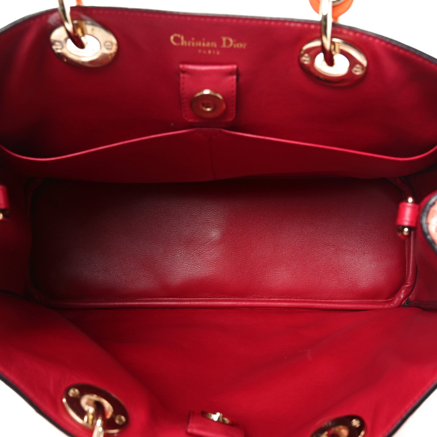 Ostrich Medium Diorissimo Tote Orange Fuchsia