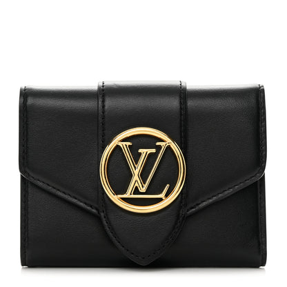 Louis Vuitton Smooth Calfskin LV Pont 9 Compact Wallet Black 1 of 13