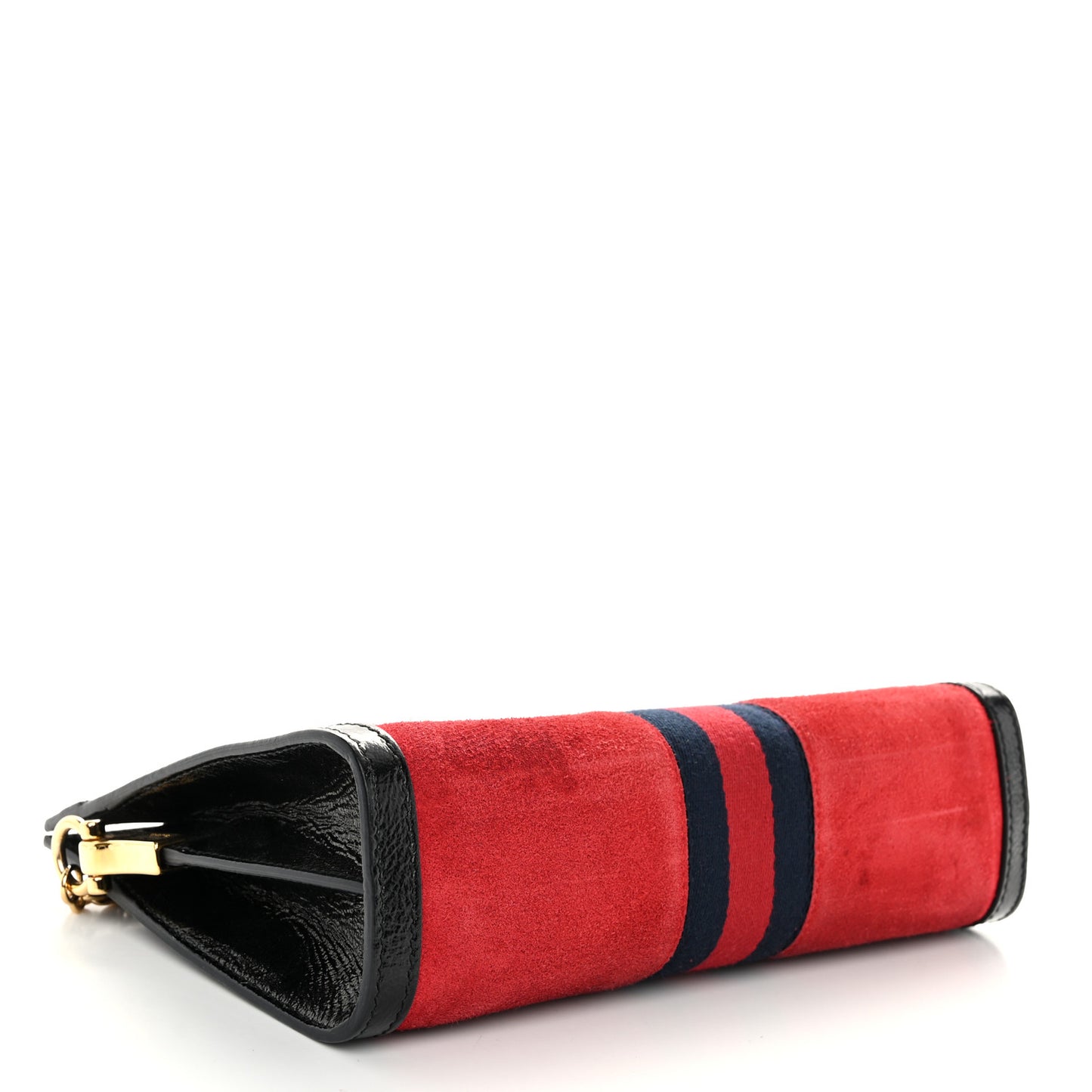 Suede Patent Web Small Ophidia Chain Shoulder Bag Hibiscus Red Black