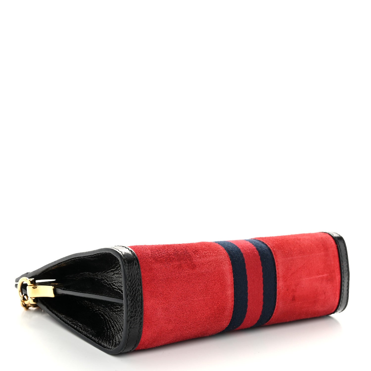 Gucci Suede Patent Web Small Ophidia Chain Shoulder Bag Hibiscus Red Black 4 of 10