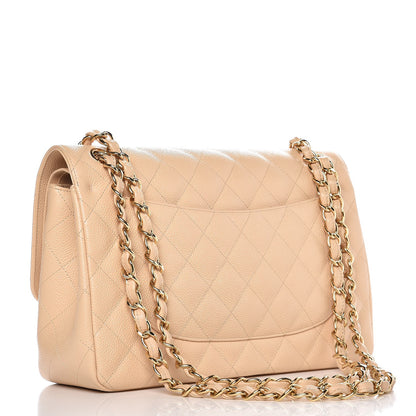 Chanel Caviar Quilted Jumbo Double Flap Beige Clair 4 of 9