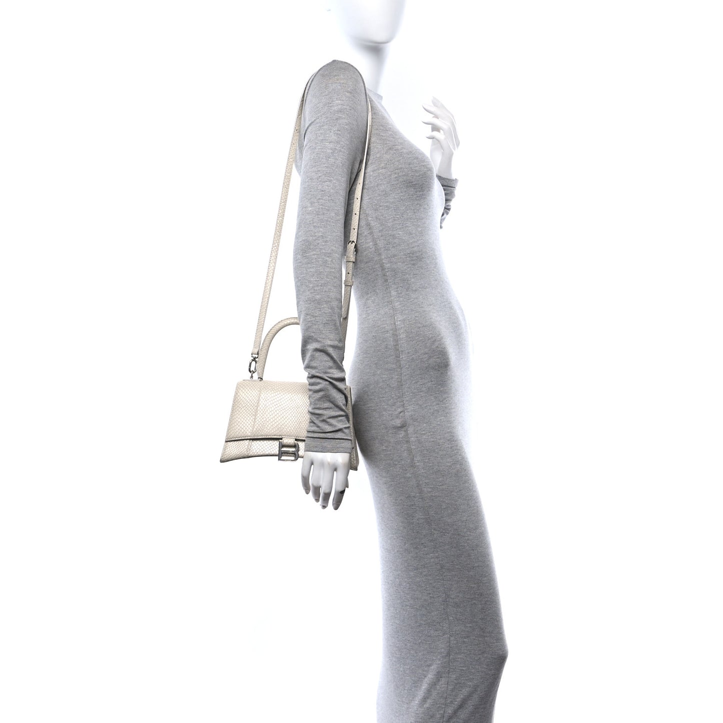 Calfskin Snake Embossed Small Hourglass Top Handle Bag