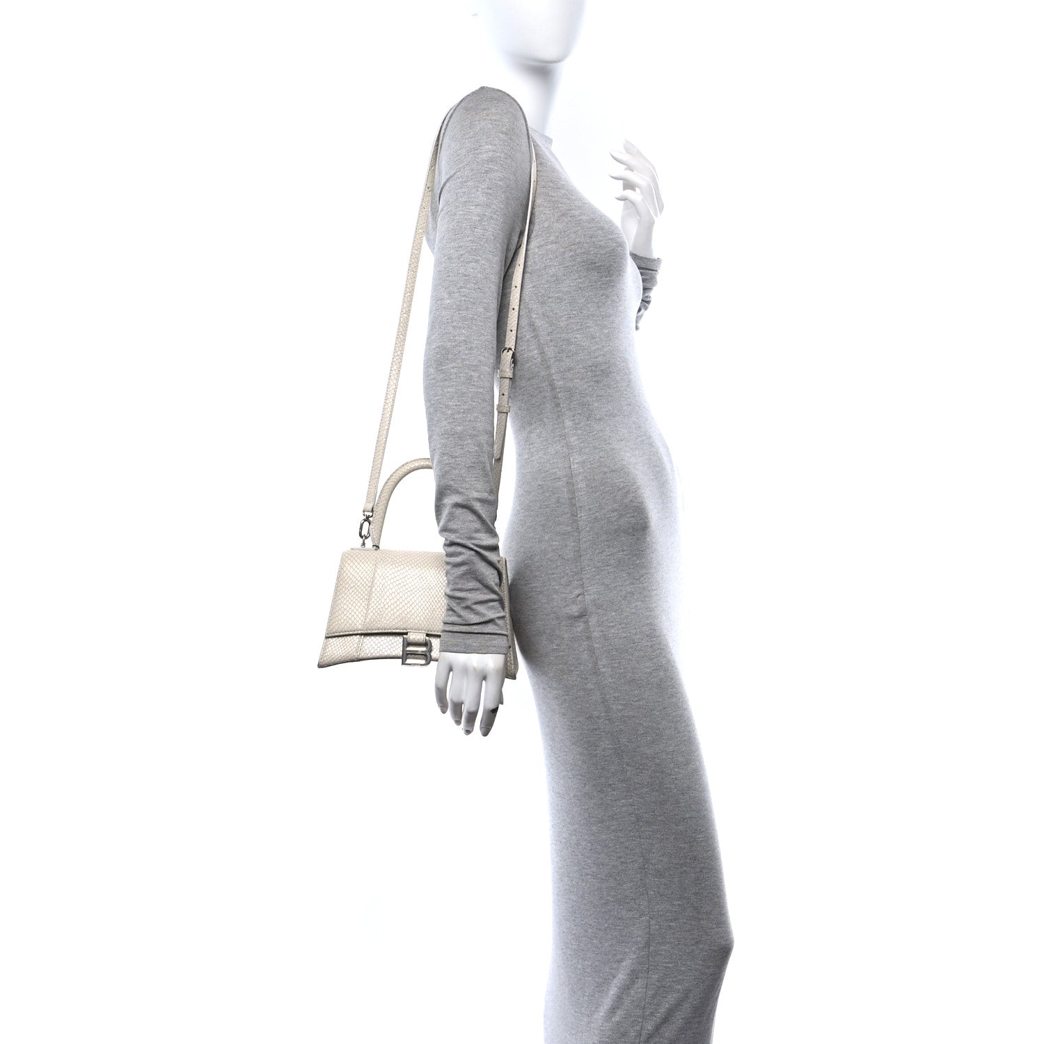 Balenciaga Calfskin Snake Embossed Small Hourglass Top Handle Bag 2 of 11