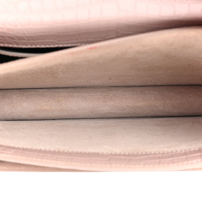 Saint Laurent Calfskin Crocodile Embossed Medium Monogram Sunset Powder Pink 6 of 22