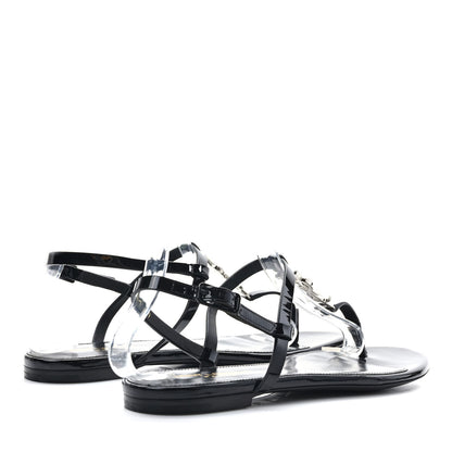 Saint Laurent Calfskin Cassandra Monogram Sandals 39 Black 4 of 8