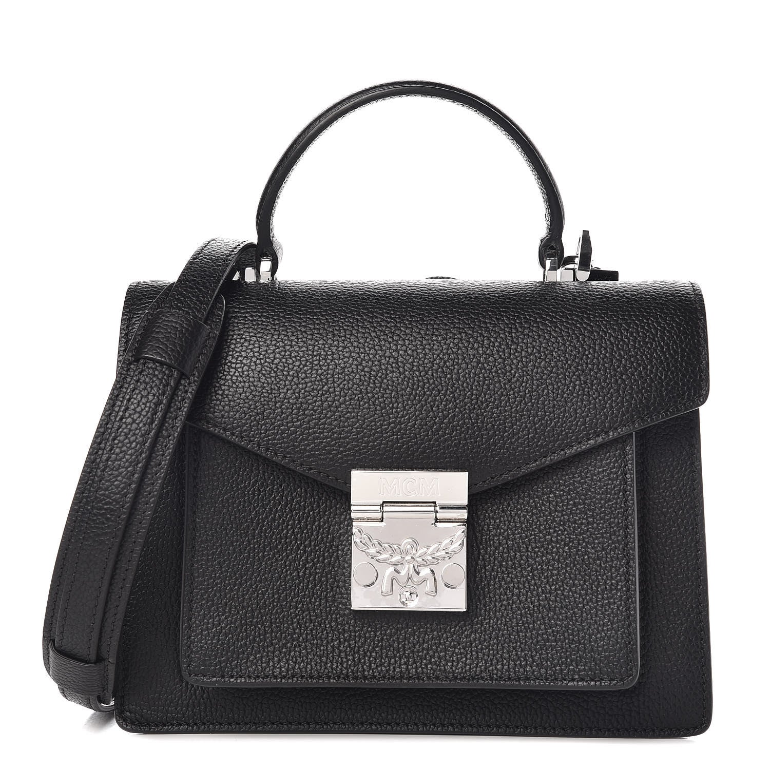 MCM Grained Calfskin Small Patricia Satchel Black 1 of 8