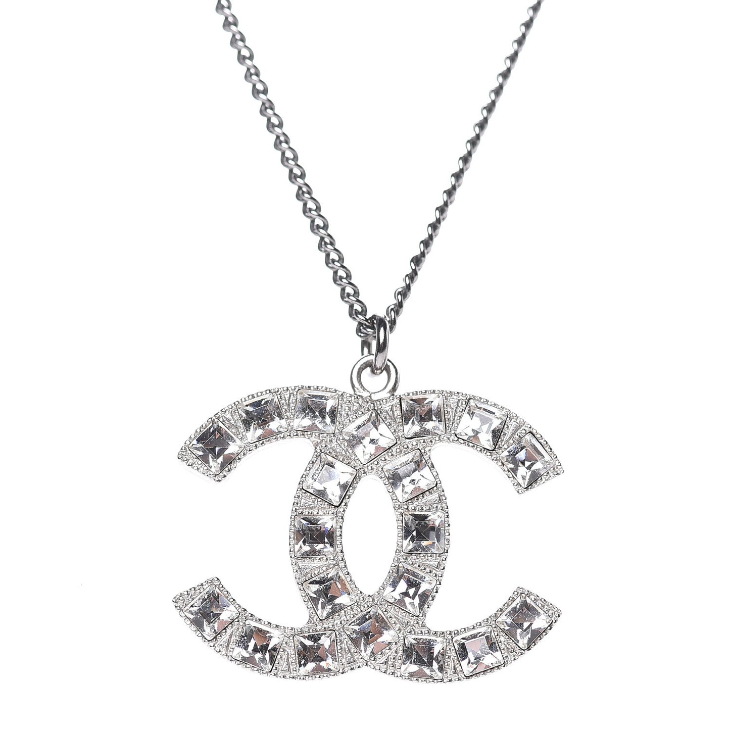 Crystal Large CC Necklace Silver