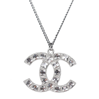 Chanel Crystal Large CC Necklace Silver 4 of 6