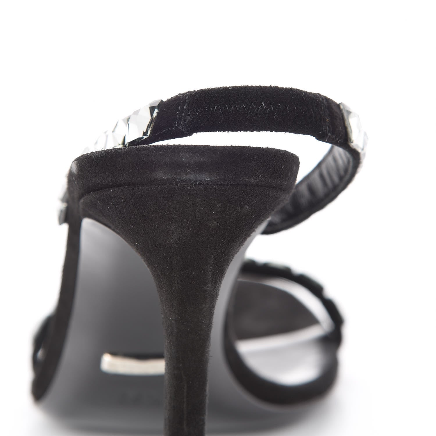 Gucci Kid Scamosciato Crystallo Mallory Slingback Sandal 36.5 Black 8 of 10