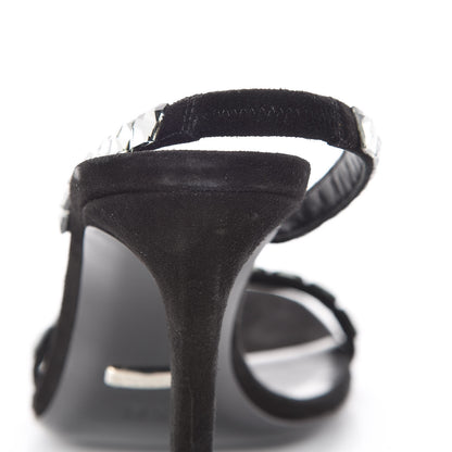 Gucci Kid Scamosciato Crystallo Mallory Slingback Sandal 36.5 Black 8 of 10