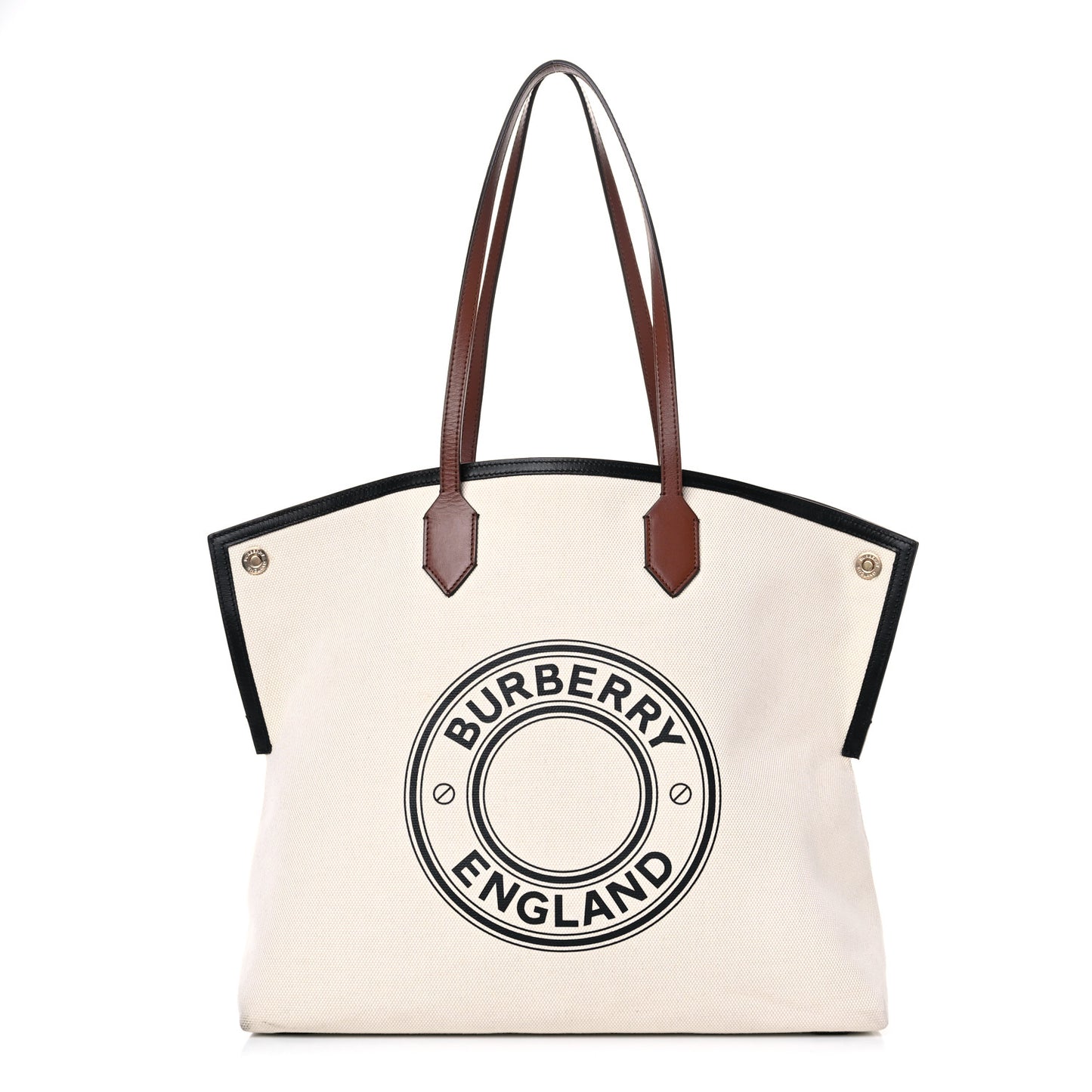 Cotton Canvas Calfskin Large Society Tote Bag Natural
