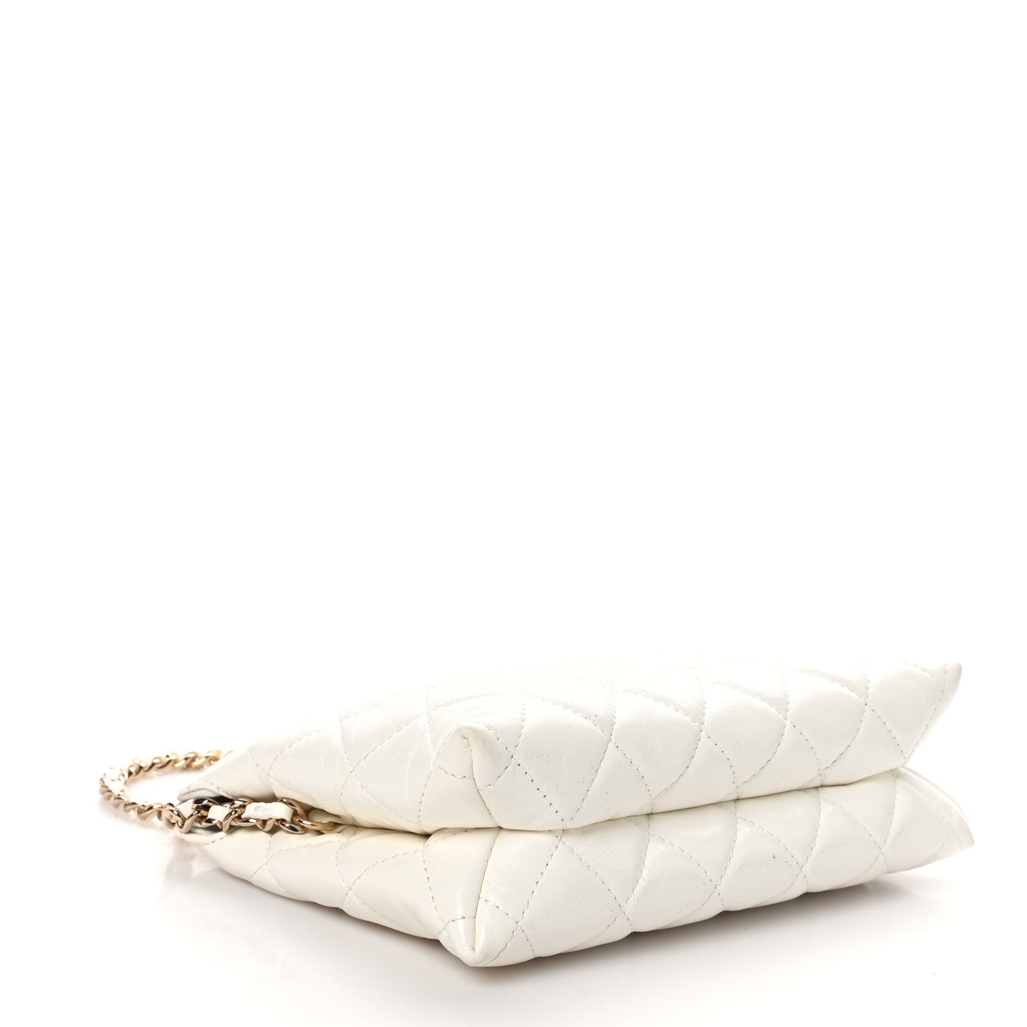 Chanel Shiny Crumpled Calfskin Quilted Clutch Bag White 4 of 11