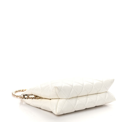 Chanel Shiny Crumpled Calfskin Quilted Clutch Bag White 4 of 11