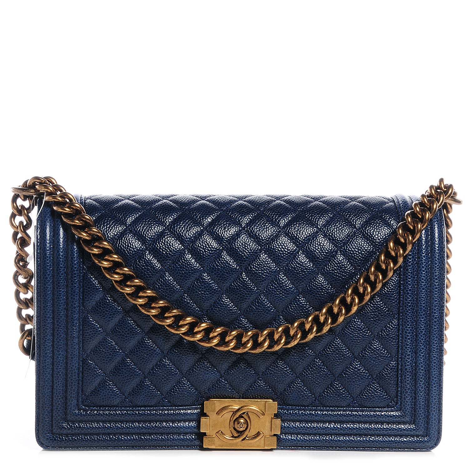 Chanel Caviar Quilted Medium Boy Flap Dark Navy Blue 1 of 9