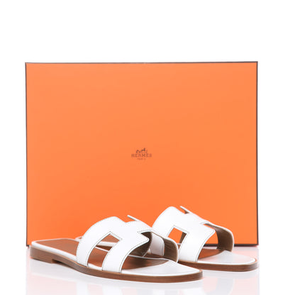 Hermes Box Calfskin Oran Sandals 36.5 White 9 of 9