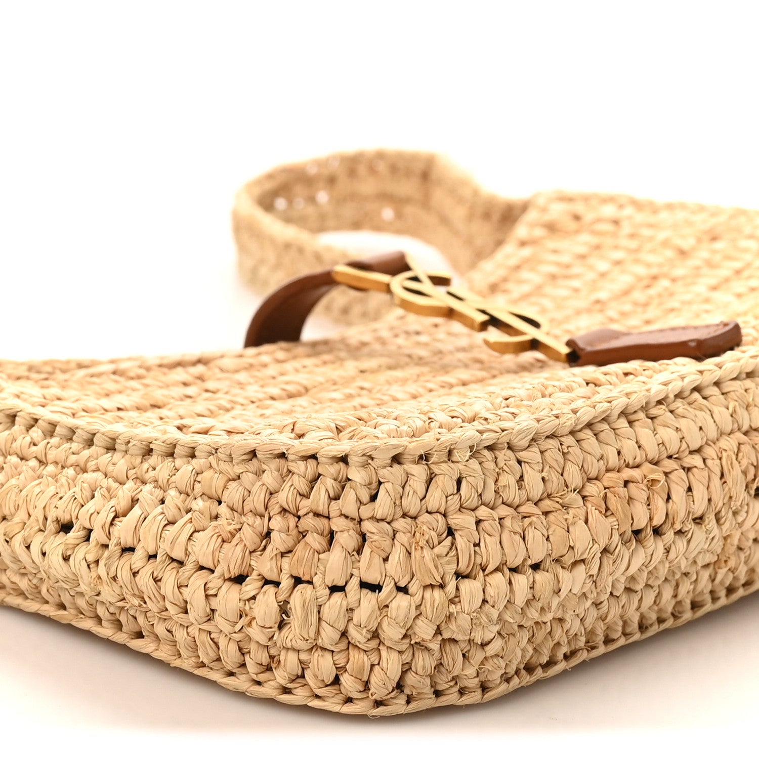 Saint Laurent Raffia Calfskin Le 5 A 7 Mini Hobo Natural Brick Natural Brick 8 of 9