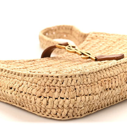 Saint Laurent Raffia Calfskin Le 5 A 7 Mini Hobo Natural Brick Natural Brick 8 of 9