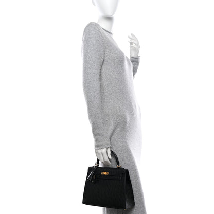 Hermes Ostrich Kelly Sellier 25 Black 2 of 12