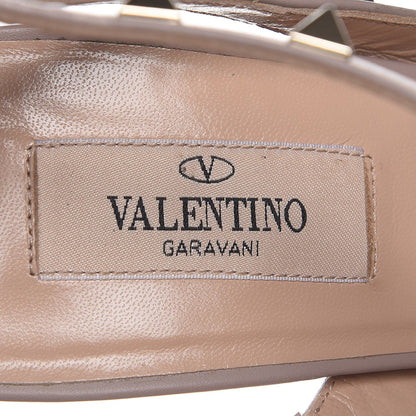 Valentino Garavani Metallic Pebbled Calfskin Rockstud Ankle Strap 100mm Pumps 39.5 Sasso Poudre 7 of 9