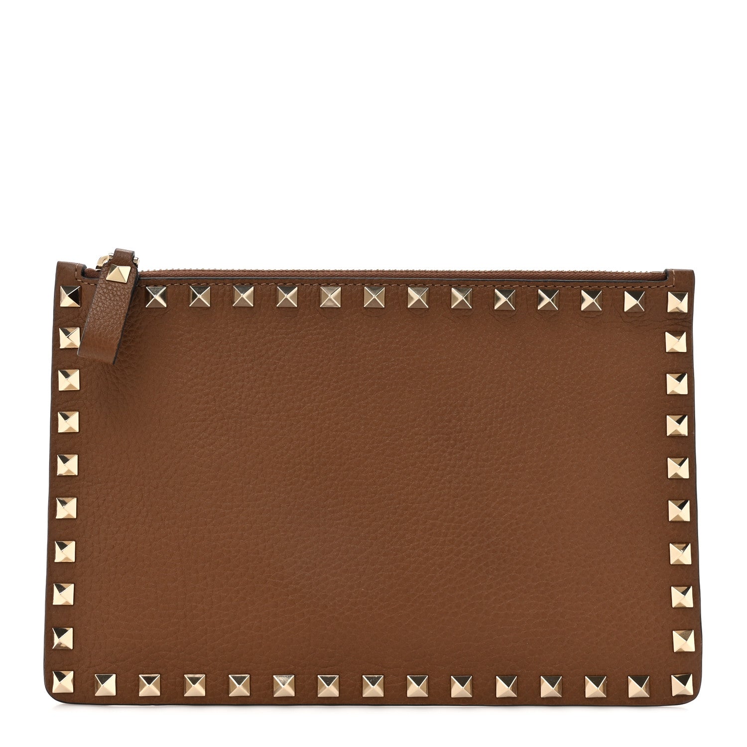 Valentino Garavani Grained Calfskin Medium Rockstud Zip Pouch Deep Cuir 1 of 7