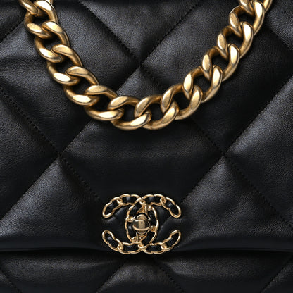 Chanel Lambskin Quilted Maxi Chanel 19 Flap Black 8 of 10