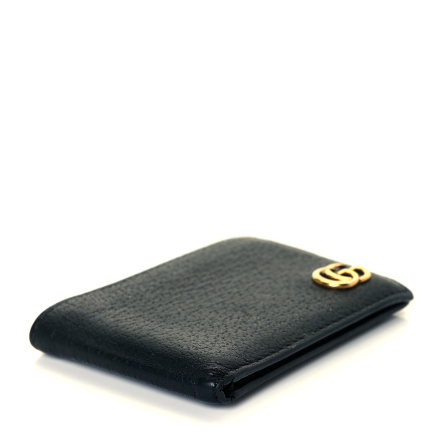 Calfskin Boar Effect GG Marmont Bi-Fold Wallet Black