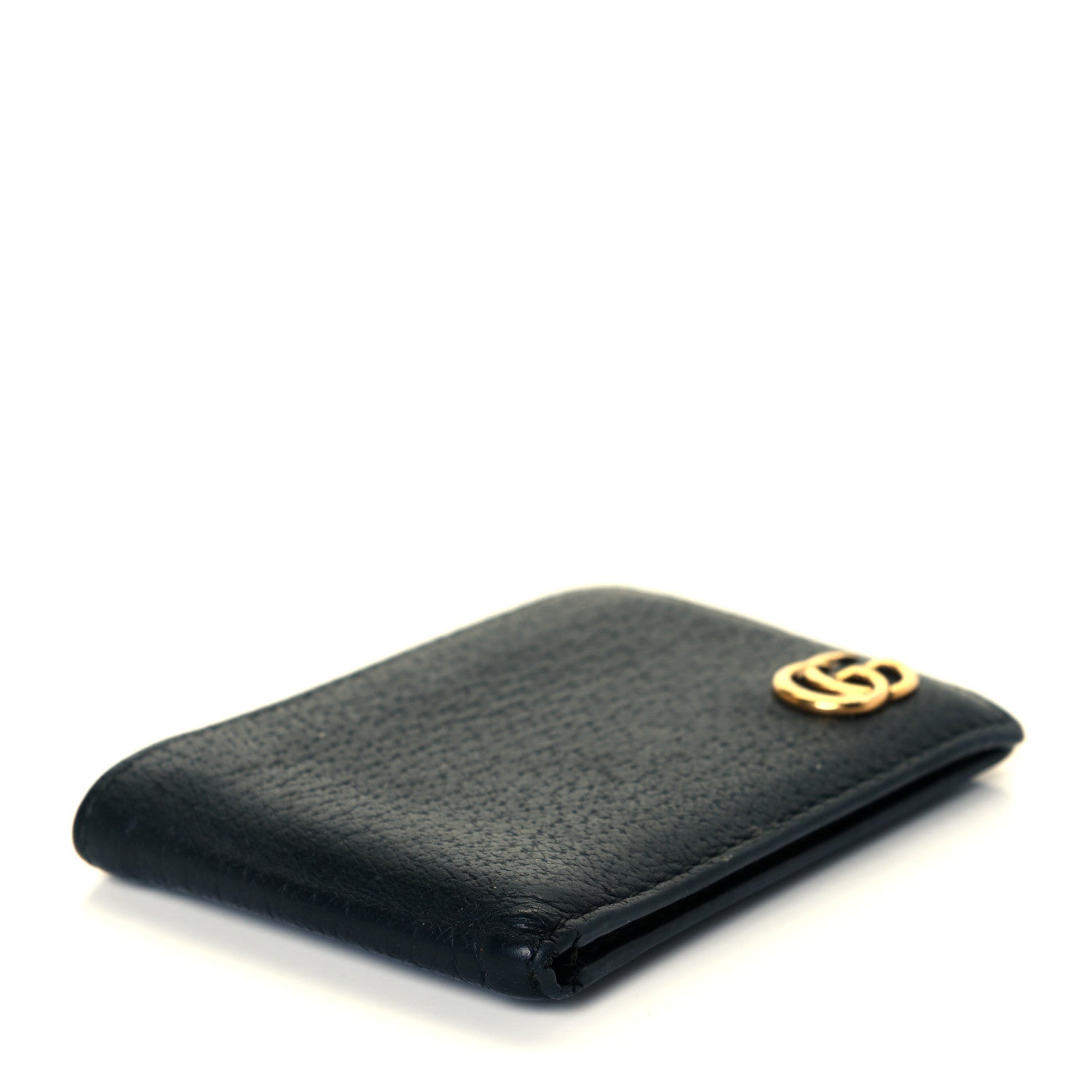 Gucci Calfskin Boar Effect GG Marmont Bi-Fold Wallet Black 3 of 6