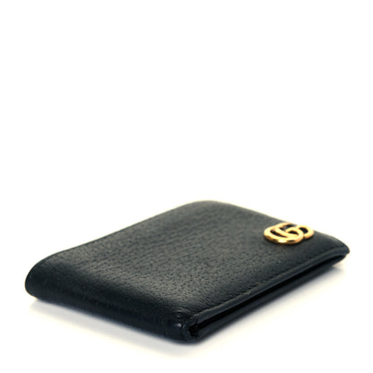 Gucci Calfskin Boar Effect GG Marmont Bi-Fold Wallet Black 3 of 6