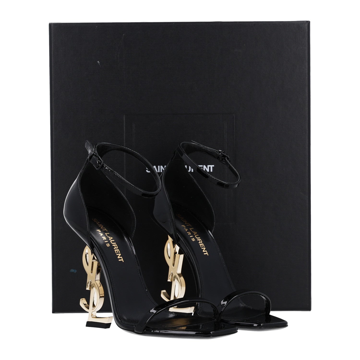 Saint Laurent Patent Calfskin Opyum 110 Sandals 35 Black Gold 3 of 11
