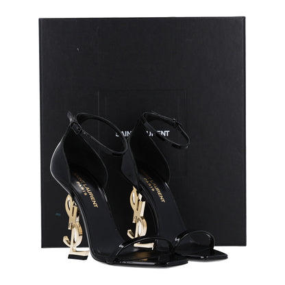 Saint Laurent Patent Calfskin Opyum 110 Sandals 35 Black Gold 3 of 11